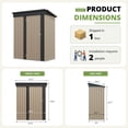 thumbnail image 5 of Vyrox 5' x 3' Metal Outdoor Storage Shed, Steel Garden Tool Shed with Sloping Roof & Lockable Door for Backyard, Garden, Brown, 5 of 7