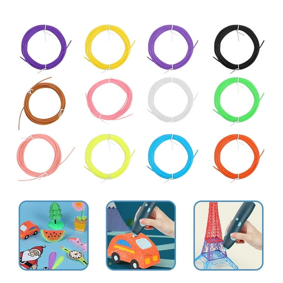 UPOUART 12Pcs Durable 3D Pen Printing Filament Refills Assorted Colors Plastic Material