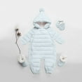 thumbnail image 2 of UAMVSH Newborn Baby Snowsuit Infant Long Sleeve Double Zipper Onesies Warm Hooded Jumpsuit Outwear Gloves Foot Covers Set 3-24M, 2 of 7