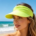 thumbnail image 3 of Summer Hollow Ponytail Sun Visor Hat, Adjustable Breathable Sun Protection Outdoor Cap, Comfort Headwear for Beach Golf Running Camping Leisure Sports Daily Casual Wear, Navyyellow, 3 of 6