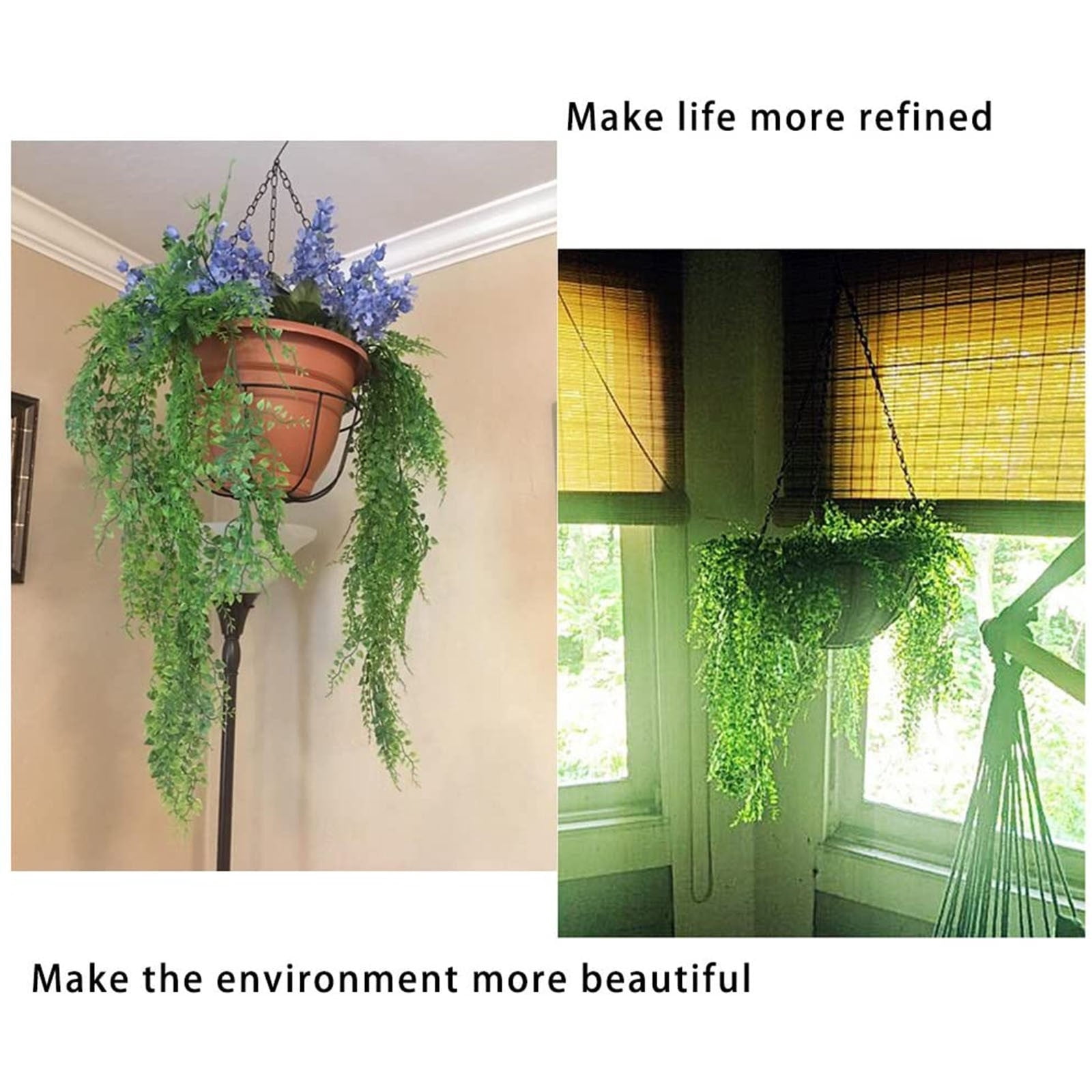 Artificial Boston Ferns, 2025 Fake Fern Artificial Hanging Ferns Outdoor Faux Hanging Greenery Plant Indoor UV Resistant Plastic Plants for Wall, Wedding Party, Holiday Decor,
