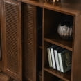 thumbnail image 6 of Mid Century Modern Rattan Sideboard Cabinet, Buffet Cabinet for Entryway Hallway Living Room Kitchen Dining Room, Adjustable Shelf & Solid Wood Feet & Rattan Cabinet Doors - Dark Wood, 6 of 8