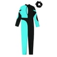 thumbnail image 4 of inhzoy Kids Girls Full Length Jumpsuit Gymnastic Leotard Unitard Rhinestone Long Sleeve Bodysuit Ballet Dancewear BlueGreen&Black-A 8, 4 of 6