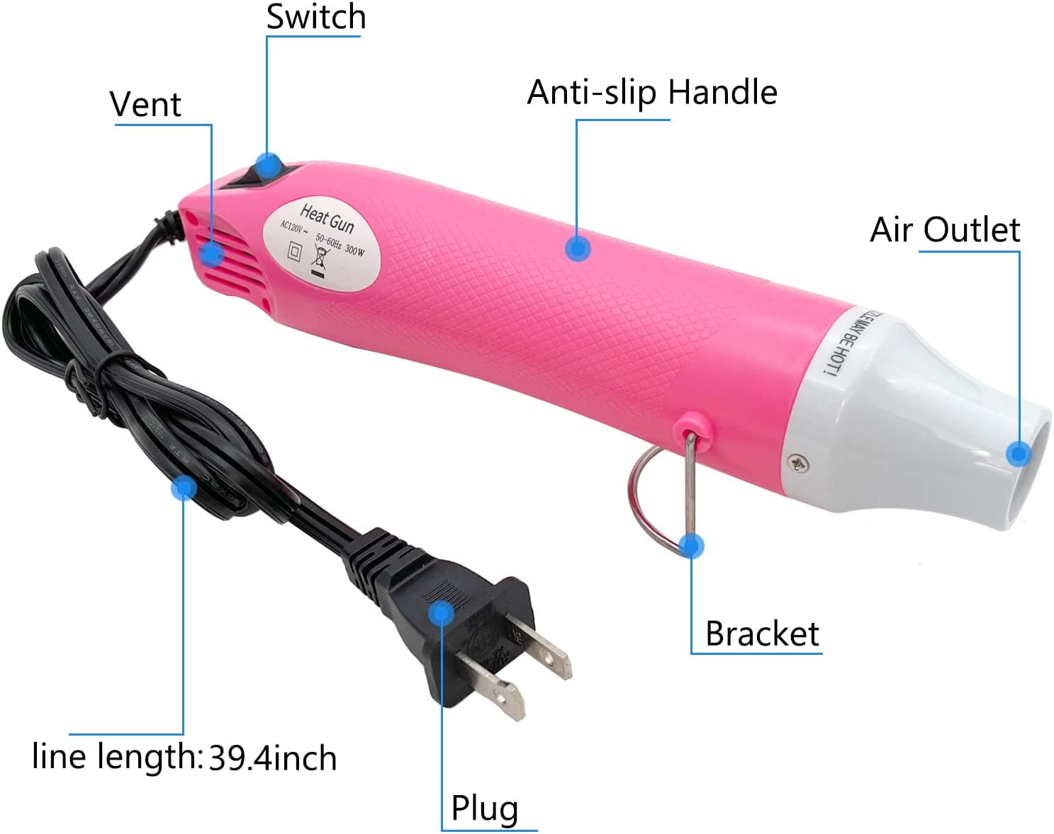  Heat Gun for Crafts, Mini Dual Temp Hot Air Gun Tool for Epoxy  Resin, Shrink Wrapping, Vinyl Wrap, Embossing, Electronics, Candle Making,  Sublimation, Phone Repair & DIY (Pink)