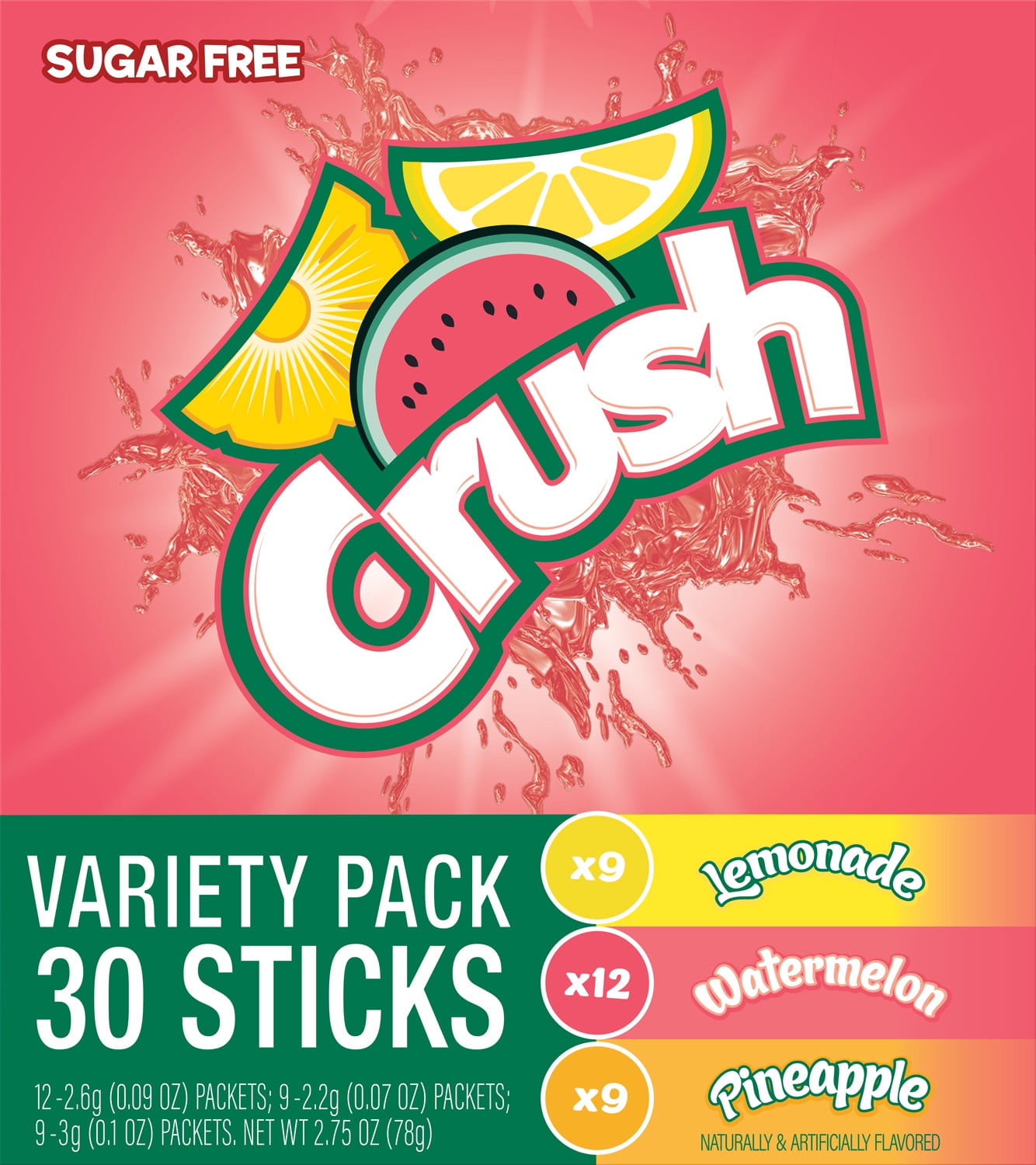 CRUSH PwdMix Variety (Lemonade/Watermelon/Pineapple) 30ct
