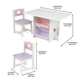 KidKraft Wooden Heart Table & Chair Set with 4 Bins, Pink, Purple