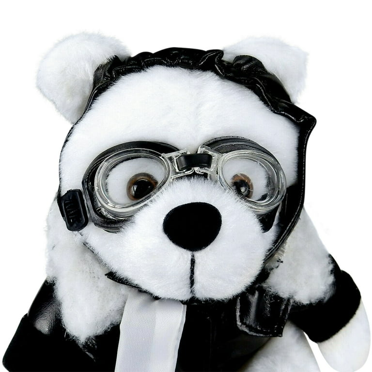 Teddy Bear Aviator Pilot Bomber Faux Leather Jacket Plush Stuffed Animal  Brown