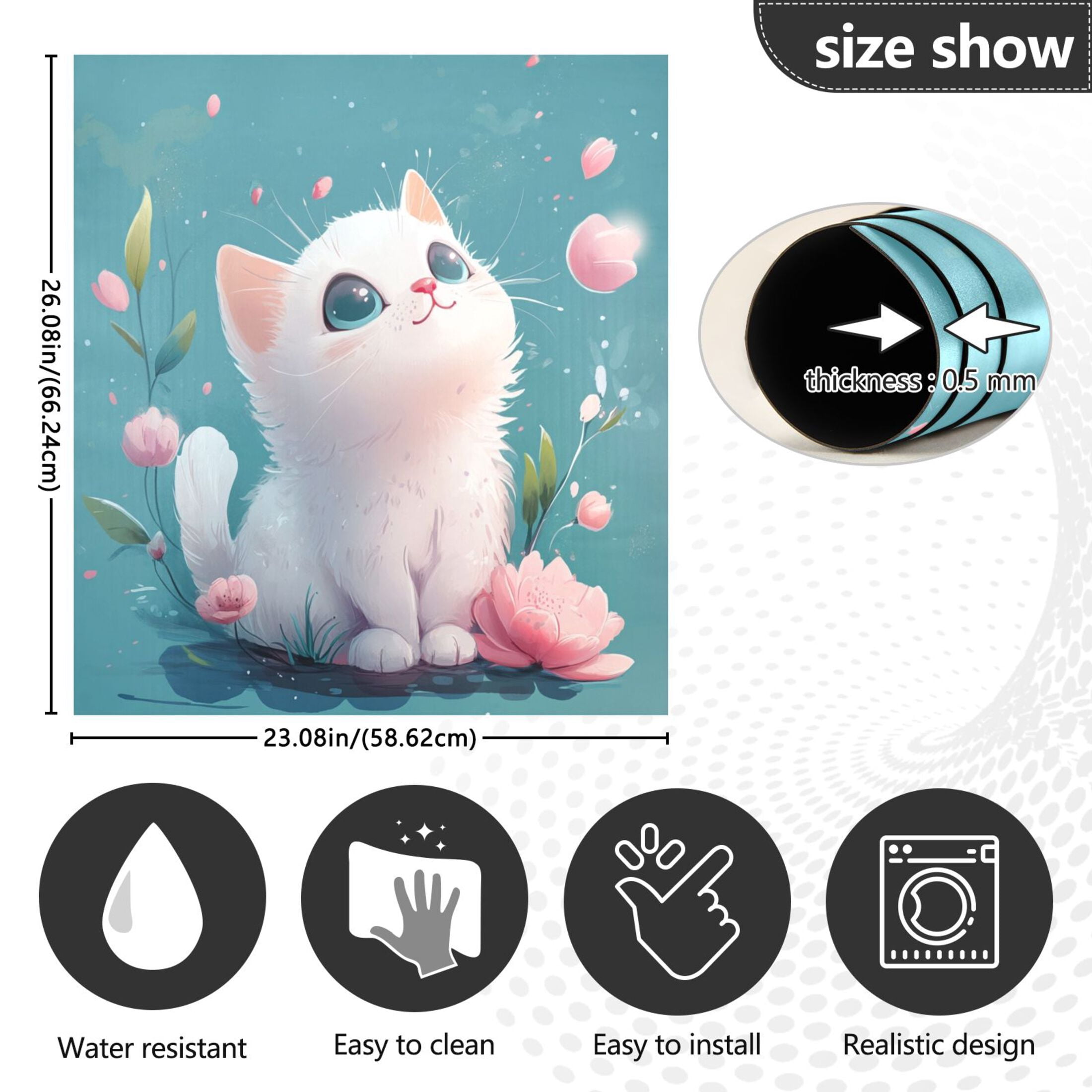 Dishwasher Magnetic Sticker 23x26 Inch Refrigerator Magnetic Sticker Washing Machine Magnetic Sticker Kitchen Panel Magnetic Sticker Home Decor Super Cute Big Eyed Cat