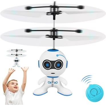 Flying Ball Toys Infrared Induction Colorful Built-in LED RC Robot Drone Toy Indoor Outdoor Games Toys for Kids Boys Girls 6 7 8 9 10 Year Old Birthday Xmas Gifts (Blue)