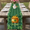 thumbnail image 4 of St Patricks Day Table Runner 72 Inches, Gold Coin Green Shamrock Spring Watercolor Plaid Bed Runner Dresser Scarves Tabletop for Indoor Outdoor Parties/Ceremony/Banquet, 18" x 72", 4 of 8