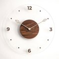 thumbnail image 3 of Reloj de pared de madera maciza creativo Simple nórdico, reloj de pared de salón para el hogar de cristal acrílico, reloj decorativo de 10 pulgadas, 3 of 5