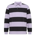 thumbnail image 4 of RYDCOT Men's Polo Shirts Long Sleeve Striped Quick Dry Casual Collared Pique Golf Polo Shirts for Mens Purple, 4 of 5