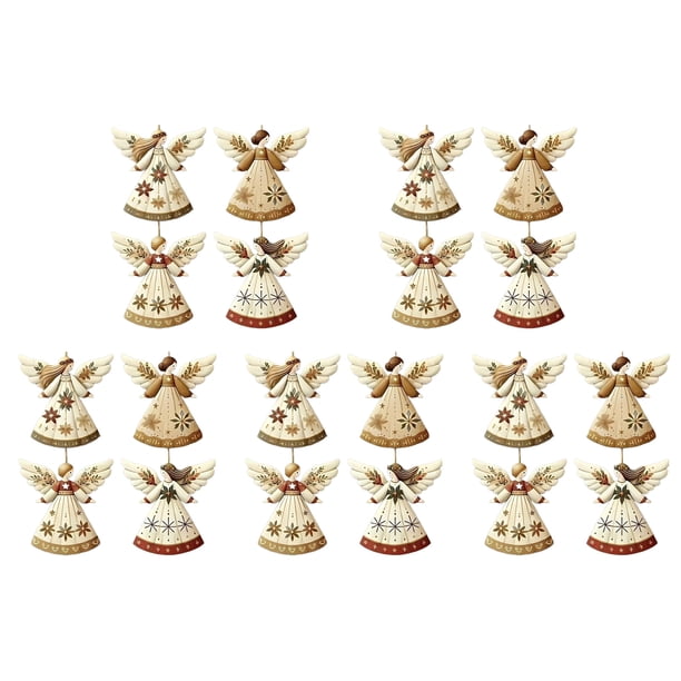 Adornos navideños de madera con forma de ángel. Adornos rústicos de estilo granja con forma de ángel. Adornos para colgar en el árbol de Navidad para decorar el hogar en Navidad.