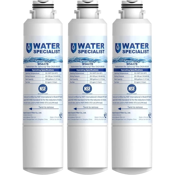 Waterspecialist F27 Refrigerator Water Filter Replacement for Samsung® DA29-00020B,HAF-CIN, RS25J500DSR, RF28HMEDBSR, HAF-CIN/EXP, RF4287HARS, RF28HFEDBSR, 3 Pack