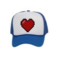 thumbnail image 1 of Men's 80's Retro Large 8 Bit Pixelated Heart Gamer Trucker Hat, White/Royal, 1 of 2