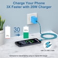 thumbnail image 3 of Type C Block, 2 Pack PD 20W USB C Charger Block with 6FT USB C to C Charging Cable, Type C Charger Block Fast Charging USB C Brick Cube Charger Station Power Base Compatible for iPhone Samsung, Blue, 3 of 7