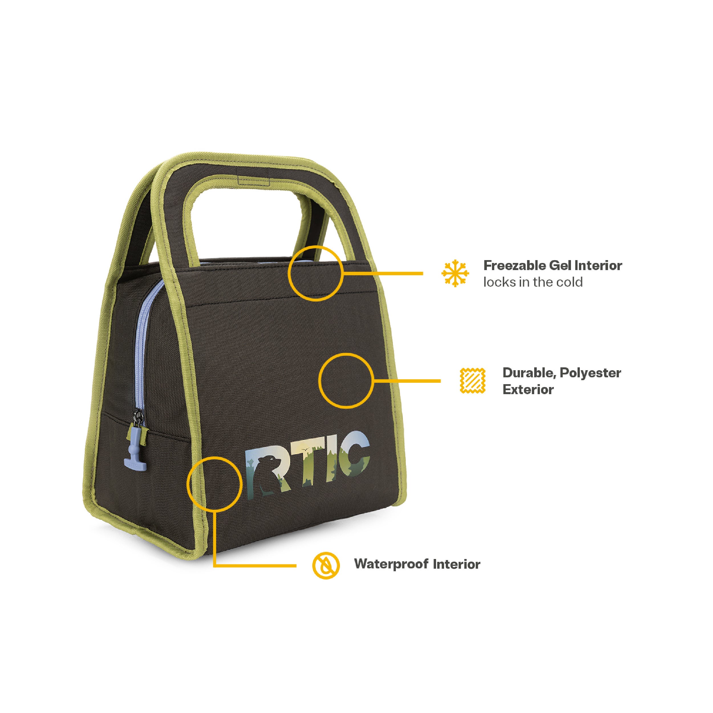 RTIC Insulated Lunch Bag, Soft-Sided Freezable & Collapsible Cooler, Deep Woods