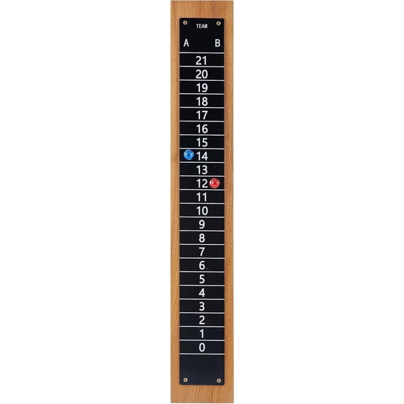 Steel Scoreboard Nailed on a Beech Board with Magnetic Score Keepers for Cornhole and Other Games (17" H x 2.75" W)