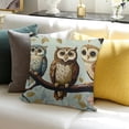 thumbnail image 3 of FCXZI Decor Holiday Pillow Case Owls Tree Branch Painting for Home Sofa Couch Linen 100% - Set of 1 Pillow Cover, Invisible Zipper Design, 3 Sizes 24x24in, 3 of 5
