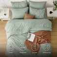 thumbnail image 4 of Cozy Comfort King Size Comforter Set - Bedding Set King 7 Pieces, Pintuck Bed in a Bag Green Bed Set with Comforter, Sheets, Pillowcases & Shams, 4 of 6
