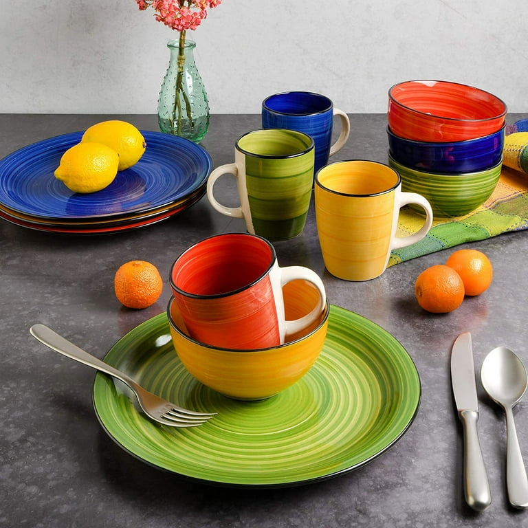 Gibson Home Color Vibes 12 Piece Dinnerware Set, Four Dishware