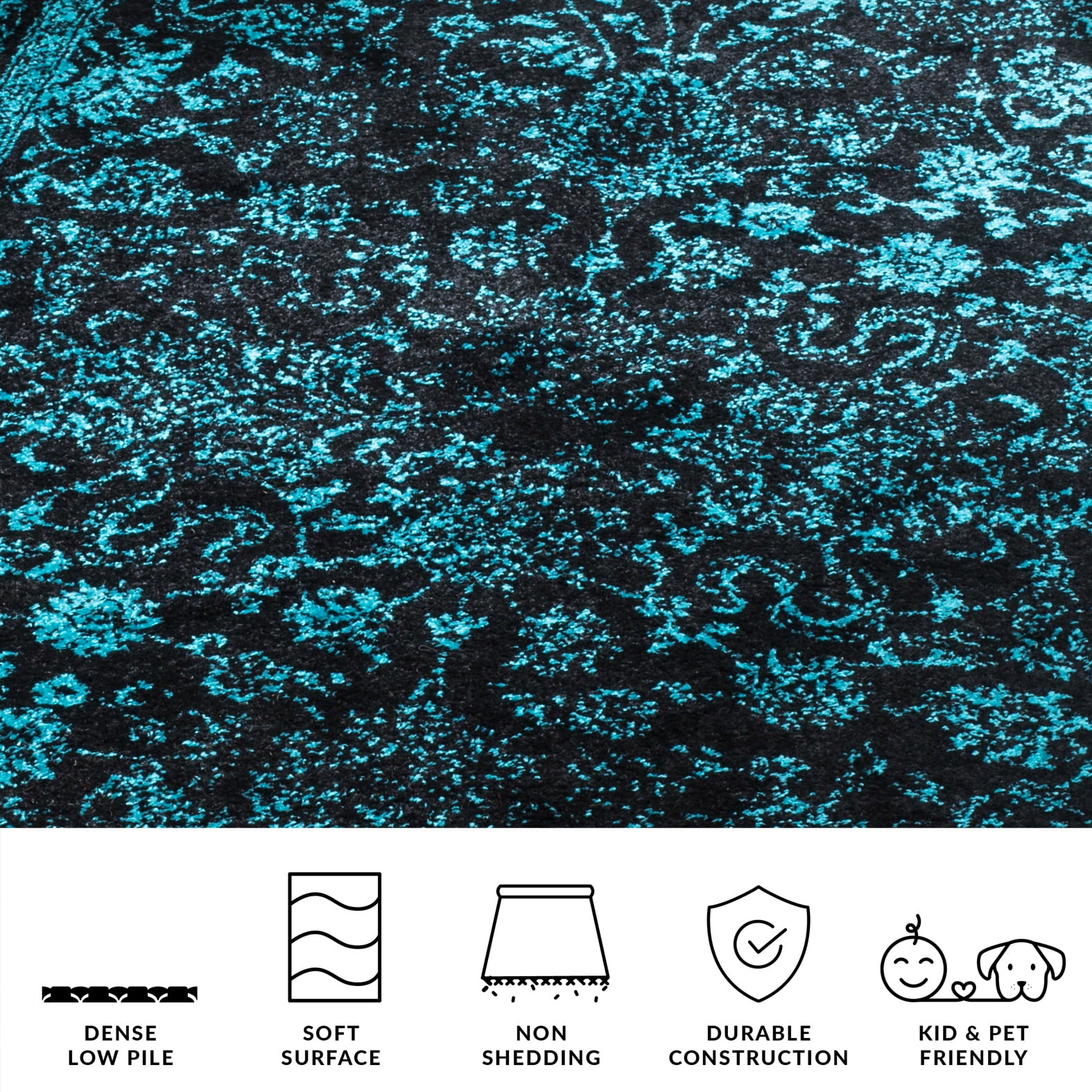 Safavieh Adirondack Wyatt Traditional Distressed Area Rug, Black/Teal, 2' x 4'