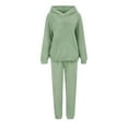 thumbnail image 5 of Ltctricy Women's Plus Size Fluffy Pajama Sets Fuzzy Fleece Long Sleeve Pullover Hoodies and Jogger Pants 2 Piece Lounge Sets(Green,5X-Large), 5 of 5
