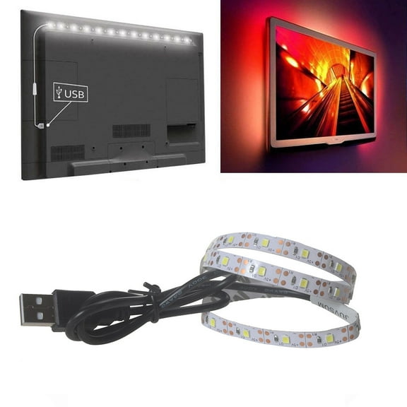 Fufafayo under $5 1Pcs LED Strip Light TV Backlight, USB LED Strip Light, 5V 2835 SMD Light Bar for TV Backlighting, 50CM Non Waterproof LED Tape, Computer Monitor Lighting, Home Ambiance Lighting