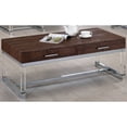 thumbnail image 1 of Furniture of America Table Basse Romano Contemporain en Métal à 2 Tiroirs en Marron, 1 of 4