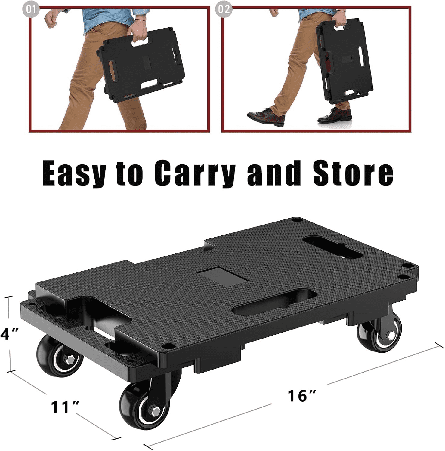 LLMRR Furniture Dolly 4 Wheels, Furniture Movers with Wheels, 440 Lbs Capacity Each, Portable Moving Dolly Heavy Duty, Interlocking Small Dolly with Wheels, 4 Pack