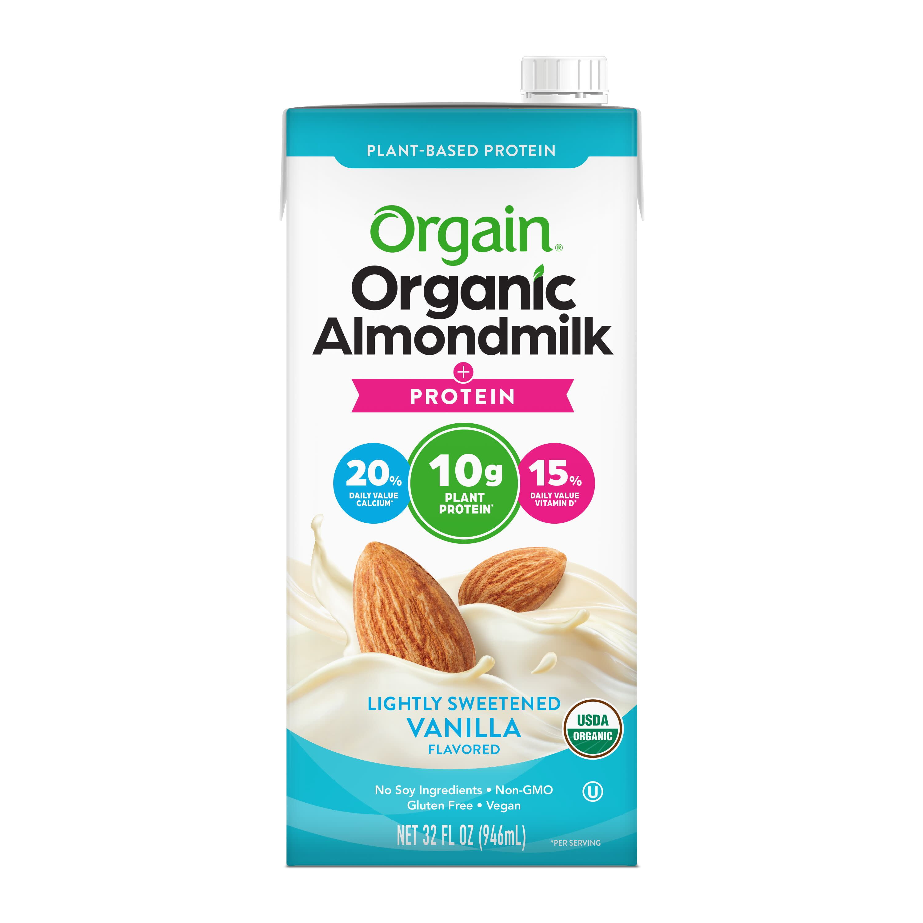 Orgain Organic Plant Based Protein Almond Milk, Lightly Sweetened, Soy Free- 32 oz, 1ct