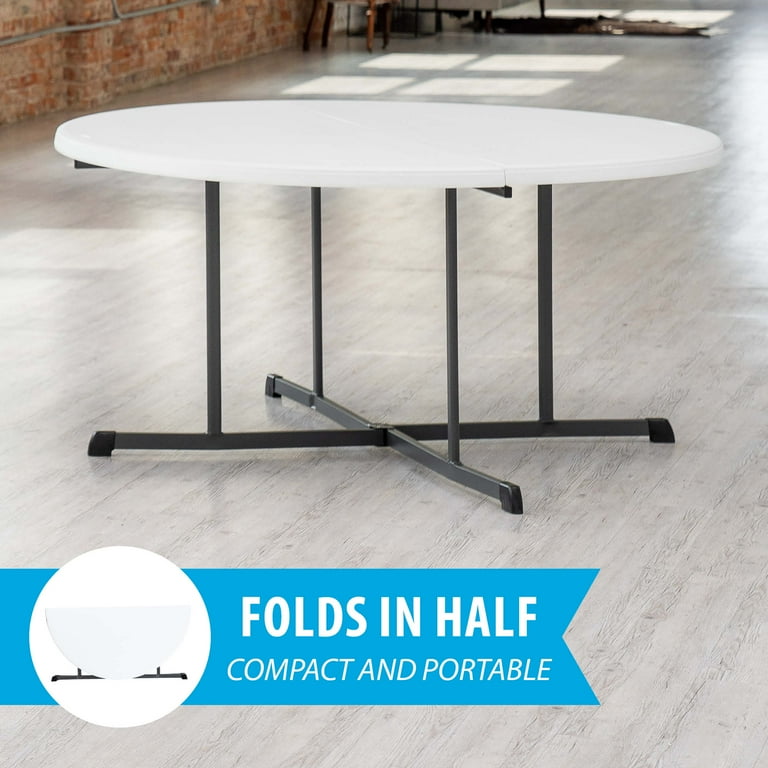 Lifetime 60 in. Round Fold-In-Half Table, White Granite, HDPE Lifetime 60 in. Round Fold-In-Half Table, White Granite, HDPE