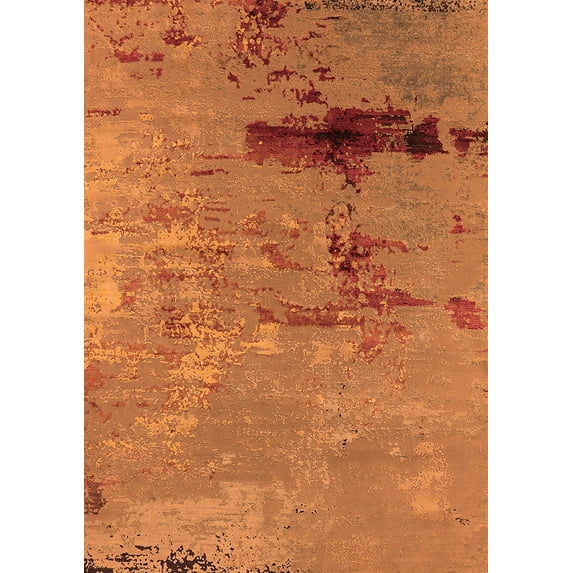 Ahgly Company Indoor Rectangle Oriental Orange Industrial Area Rugs, 4' x 6'