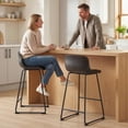 thumbnail image 2 of HOMCOM Modern Bar Stools Set of 2, PU Leather Upholstered Barstools, Black, 2 of 10