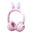 thumbnail image 2 of Auriculares Estéreo Inalámbricos de 360 ​​grados Auriculares para Jugadores Auriculares Estéreo con Luz RGB Plegables con Micrófono para Y Adult Blanco y rosa, 2 of 7