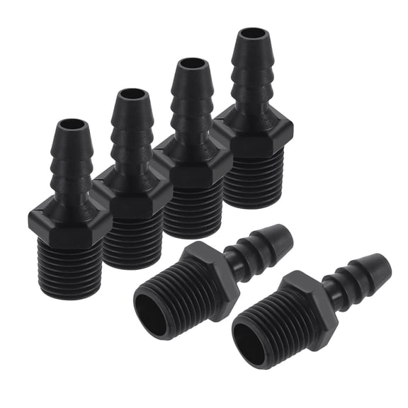 Uxcell 6pcs 5/16" to 3/8" NPT Male Plastic Hose Barb Fitting Splicer for Garden Water Fuel Line