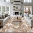 thumbnail image 3 of Brown Coastal Area Rugs 8'x10', Washable Small Throw Rugs for Living Room Patio, Summer Beach Nautical Starfish Coral Vintage Indoor Outdoor Rug Non-Slip Low Pile Carpet Runner Reversible Floor Mats, 3 of 8