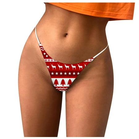 

Qcmgmg Women s Low Rise Stretch Panties Breathable Underwear Soft Christmas Thong Sexy G-string XXL