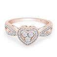 thumbnail image 3 of Round Cut Natural White Diamond Heart Frame Split Shank Engagement Ring In 14K Rose Gold Plated 925 Sterling Silver (Color: I-J, Clarity: I2-I3, 0.03 Cttw) -7.5, 3 of 8