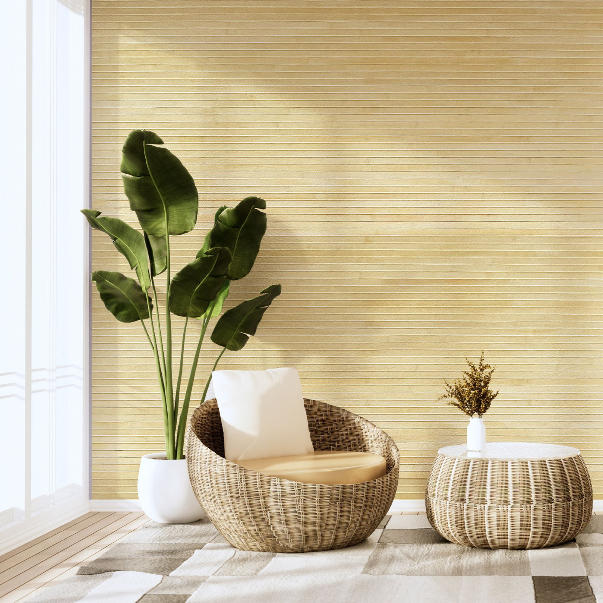 Art3dwallpanel 48'' x 96'' Natural Bamboo Wall Panel for Interior Wall Décor for Living Room, Bedroom,Raw