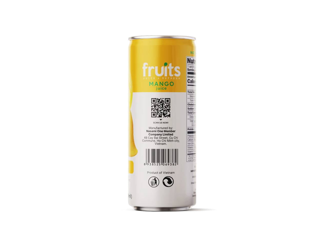 Nasami 100% Mango Juice – 11.1 fl oz (330ml) Can, No Sugar Added