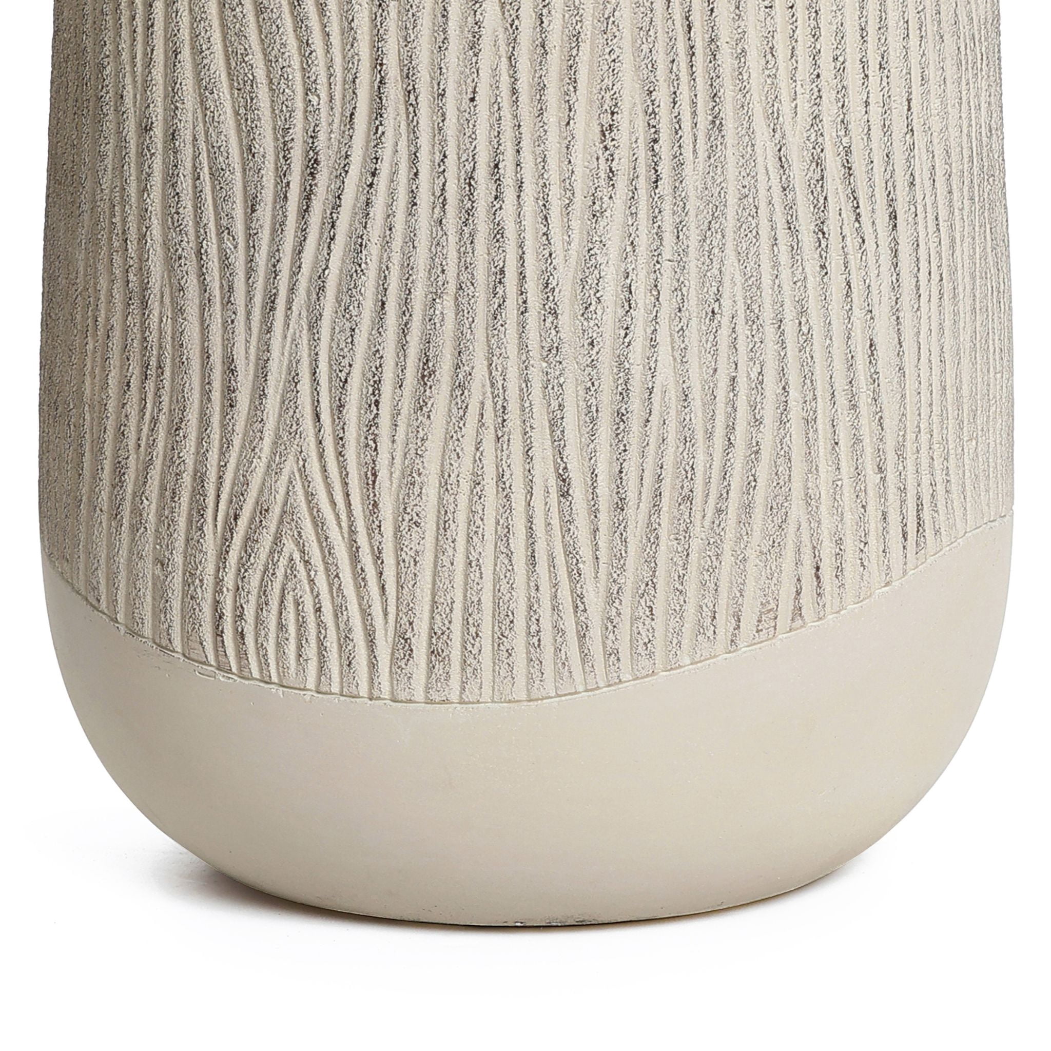 LuxenHome Wood‑Look Textured MgO Planter, 19" Tall Beige Decorative Garden Pot, Indoor & Outdoor
