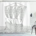 thumbnail image 1 of Ambesonne Retro Shower Curtain, Greek Galley, 69"Wx70"L, Black White, 1 of 3