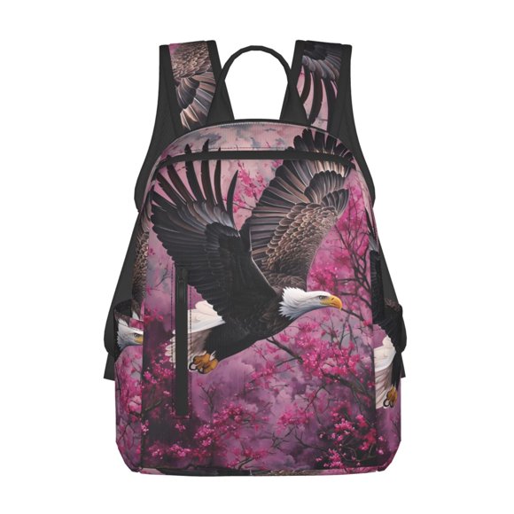 Vsdgher Flower Bald Eagle Pattern Travel Laptop Backpack,Lightweight Backpack Travel Hiking Daypack Backpack Work Bag for Men Women