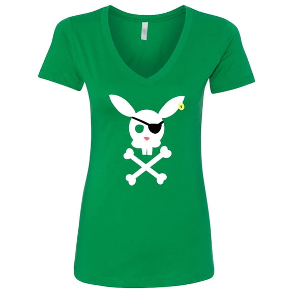 Inktastic Cute Easter Pirate Bunny with Eyepatch and Earring Women's V-Neck T-Shirt