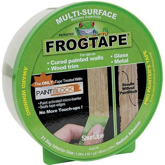 Multi-Surface FROGTAPE for Masking & Painting, 1.88" x 60-yd Tape Roll, with Medium-Strength Adhesive & PAINTBLOCK (1358464) - Pack of Six (6) Rolls