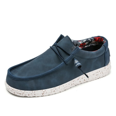 FULORIS Mens Lightweight Walking Shoes Blue Slip On Loafers Shoes Comfort Casual Boat Shoes