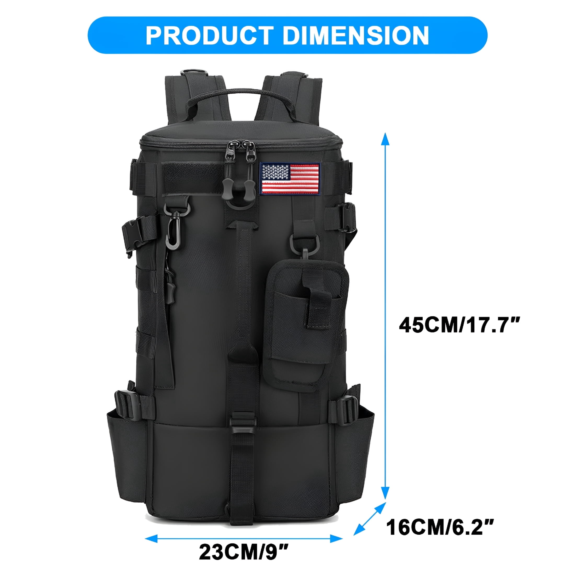 GASTROPOD 2026 New Fishing Backpack with Rod Holder, 600D Waterproof Outdoor Tackle Bag, Fishing Gear Tackle Box Storage Bag Black