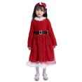 thumbnail image 3 of Adeawade Christmas Dresses For Girls Xmas Toddler Santa Dress Long Sleeve With Belt Headband 3Pcs Outfits Crewneck Sundress Winter Casual Simple Style Clothes Red 7-8 Years, 3 of 9