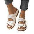 thumbnail image 2 of Hurxie Womens Wedge Sandals Leather, Comfortable Slip On Slides Dressy, Orthopedic Sandals for Women, Open Toe Casua Arch Support Platform ladies Sandal White 6.5, 2 of 8